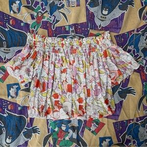 Free People Floral Off-Shoulder Smocked Bubble Top